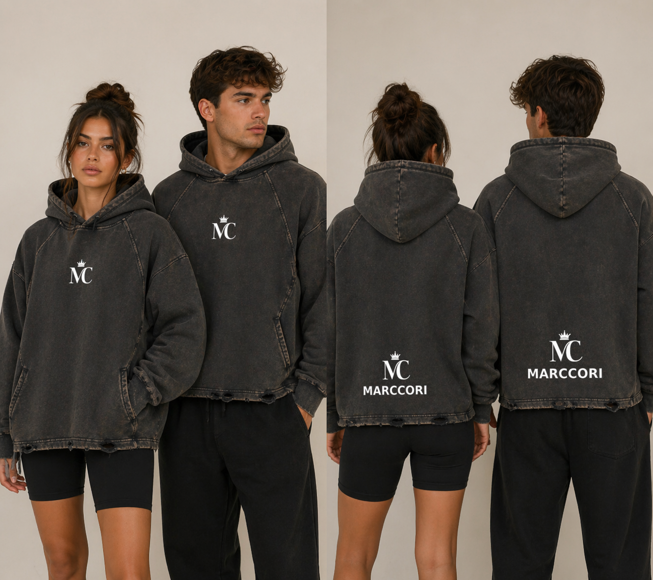 Sudadera - Vintage Washed Frayed-Hem Hoodie
