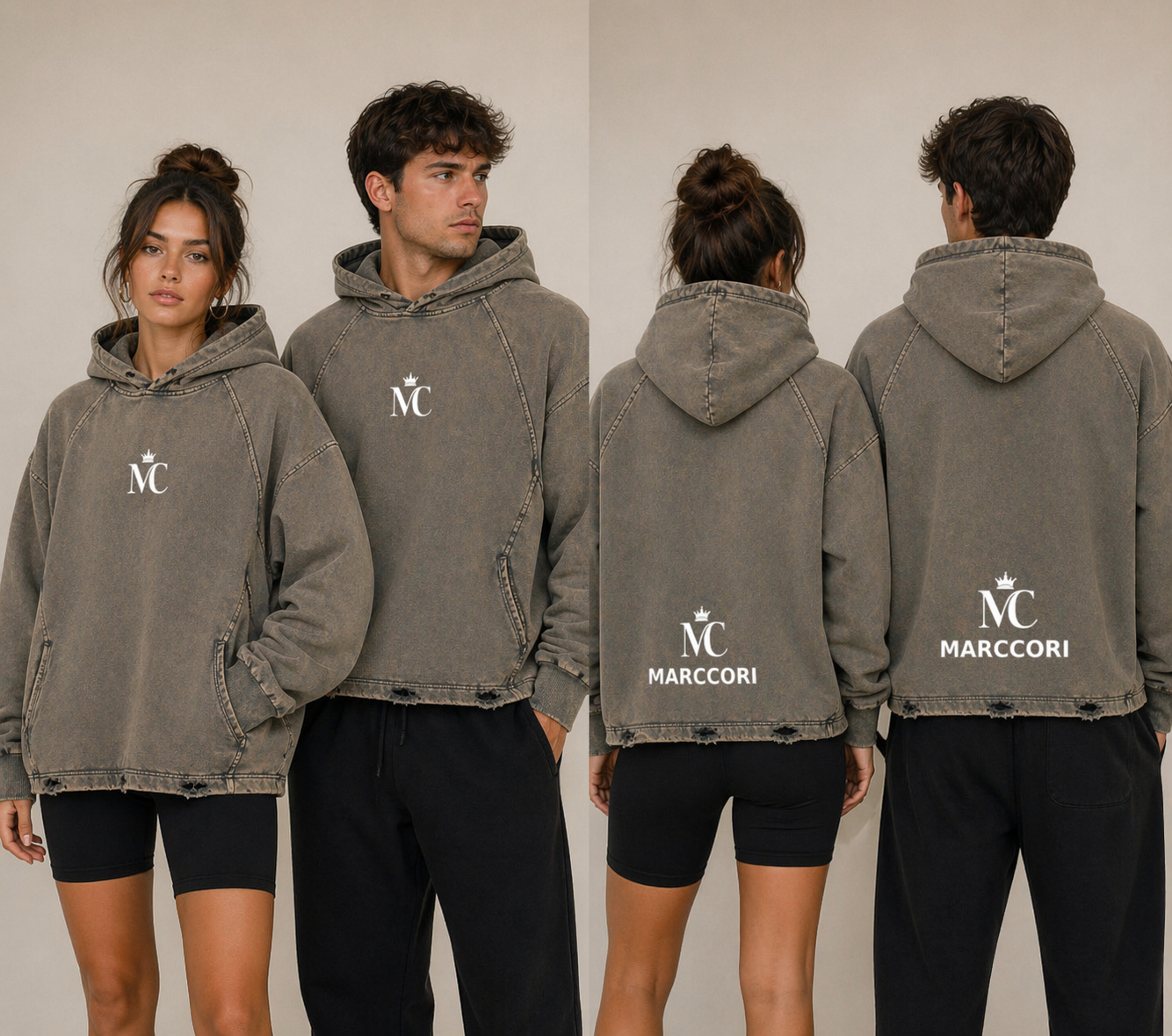 Sudadera - Vintage Washed Frayed-Hem Hoodie