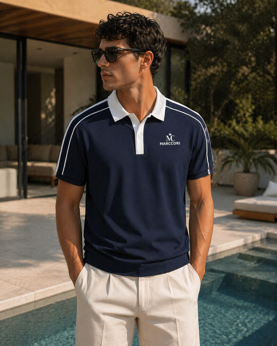 Polo para hombres - Contrast Collar Short-Sleeve Polo Shirt